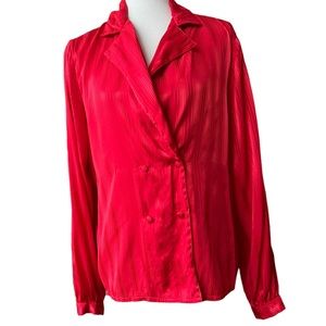 Long Sleeve fire truck red faux wrapped top Sz XL